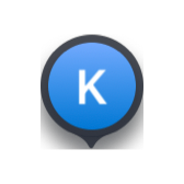 K band map icon. K band (blue, "K").